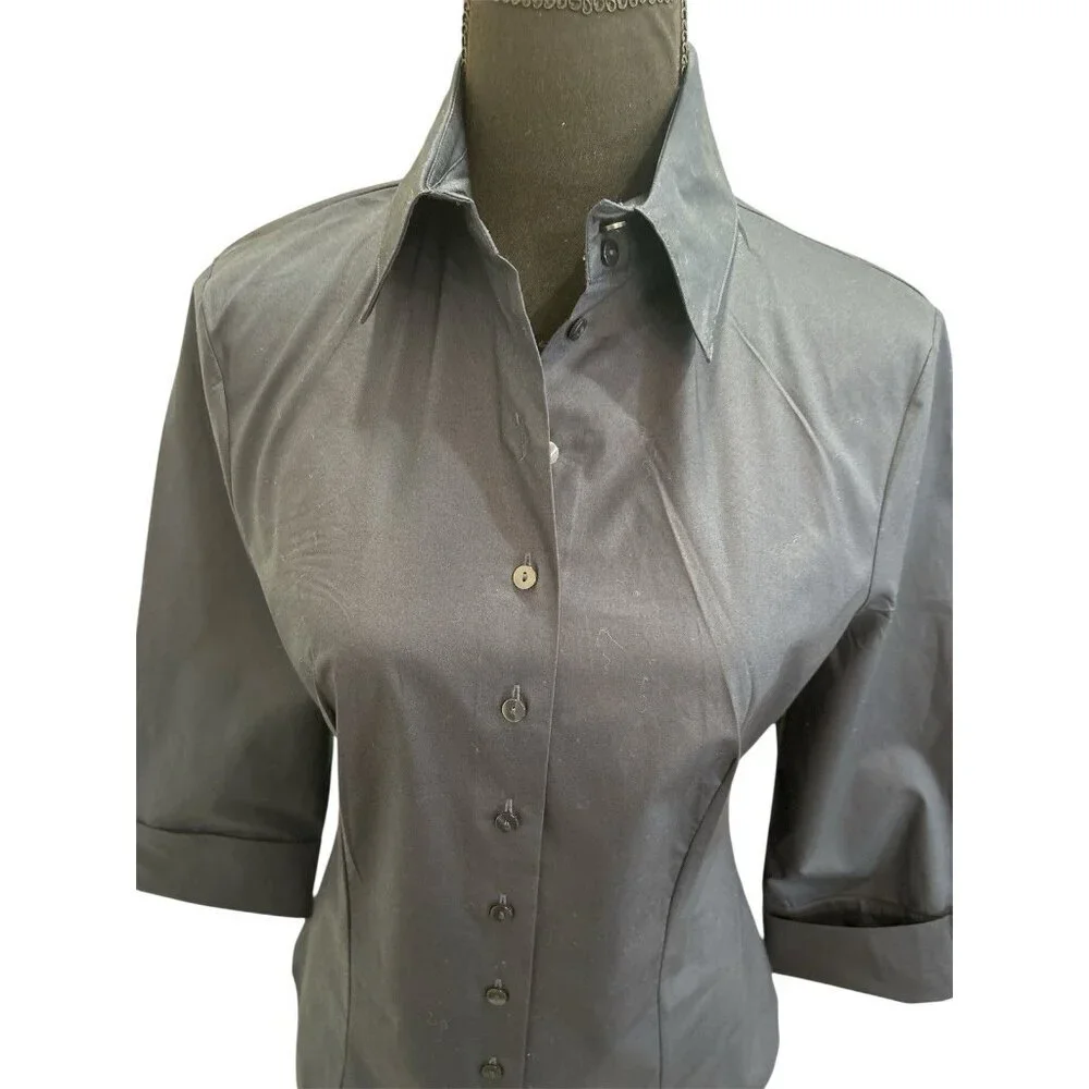 Carla Rockmore Collection The Essential Button Down Shirt Navy Size Small - Picture 7 of 10
